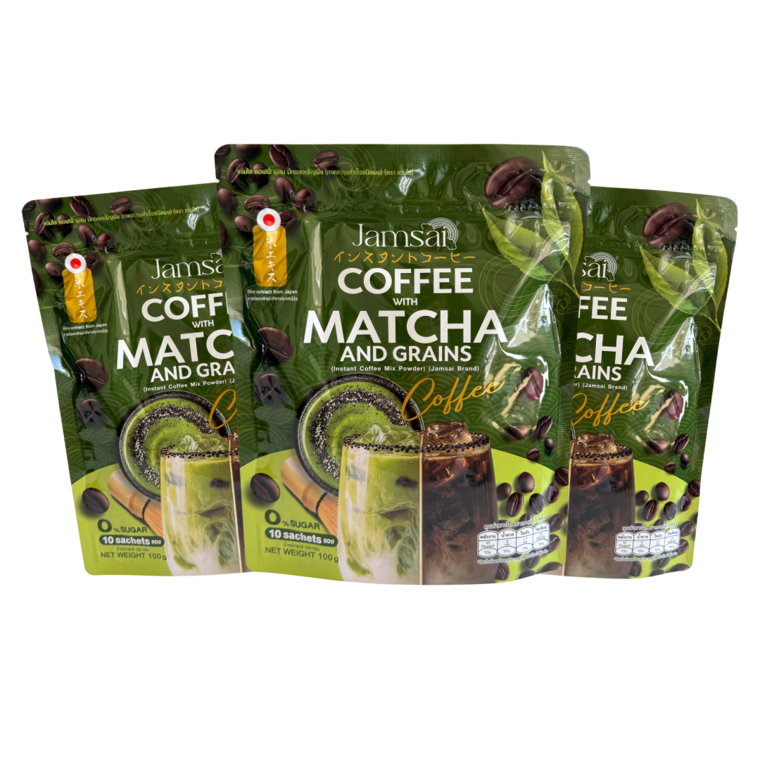 Jamsai Coffee with Matcha and Grains