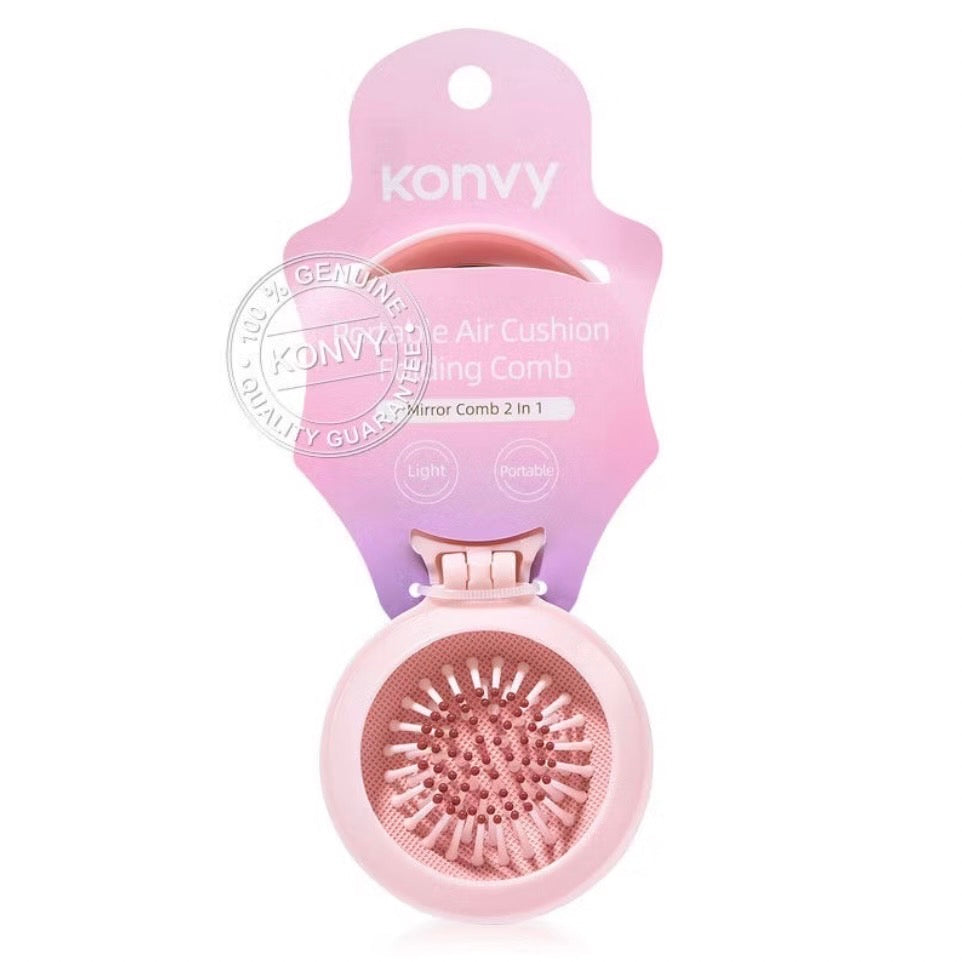 Foldable Hair Brush with Built-in Mirror-หวีแปรงพับพร้อมกระจกในตัว