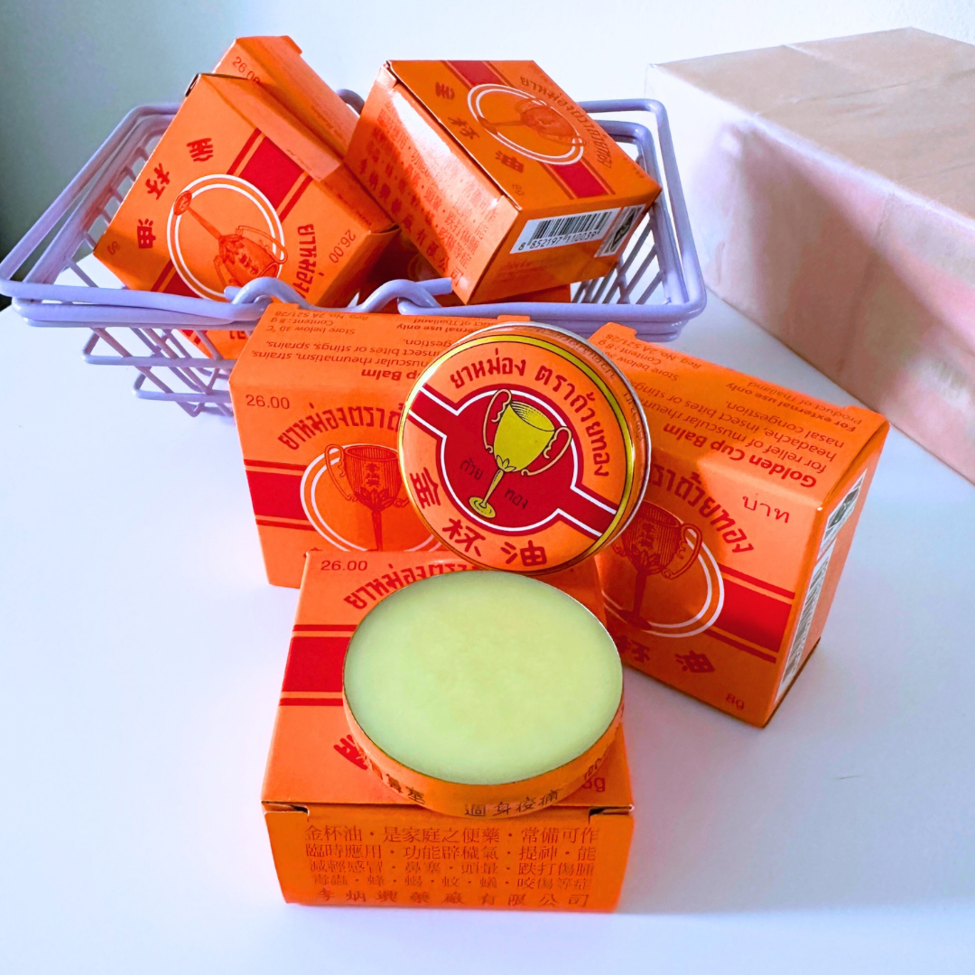 THAI Golden Cup Balm Relief Insect Bite Muscle Pain Eucalyptus Oil 8g.