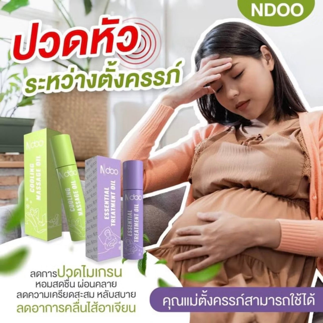 Ndoo ลูกกลิ้งเจลเย็น ลดปวดไมเกรน/ ม่วงคลายเครียด เขียวคลายปวด