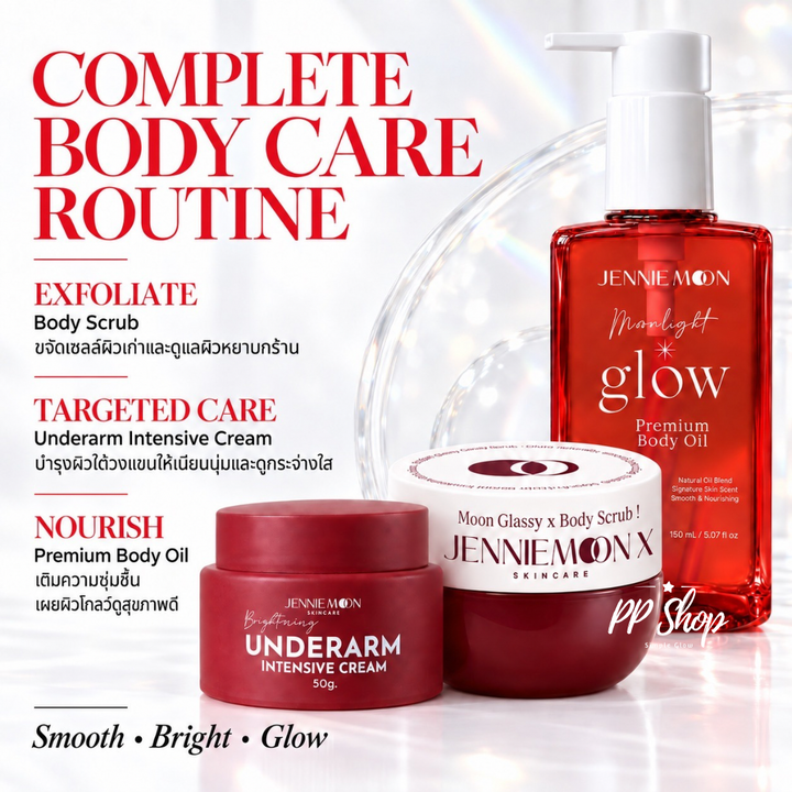 Jennie Moon Complete Body Care Body Scrub + Underarm Cream + Body Oil