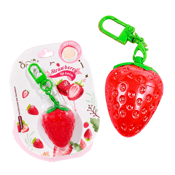 Obuse Strawberry Lip Balm Keychain