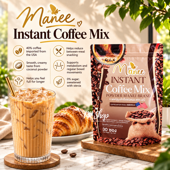 Manee Instant Coffee Mix + Cocoa / 4 Packs