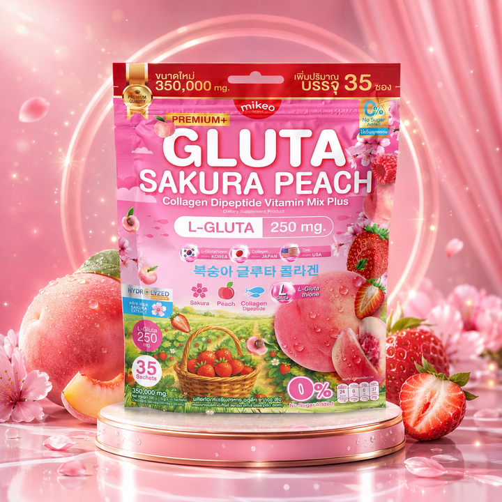 Mikeo Gluta Sakura Peach Collagen Dipeptide Vitamin Mix Plus