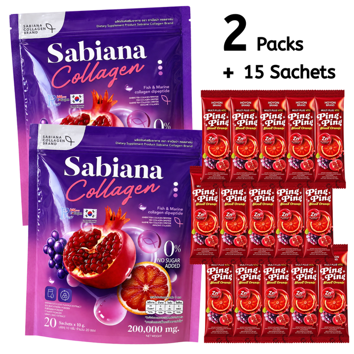 Sabiana Collagen Set - 2 Packs + FREE 15 Sachets