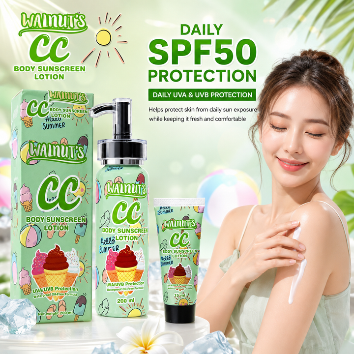 WALNUT'S CC Body Sunscreen Lotion SPF50 (Green Shade)
